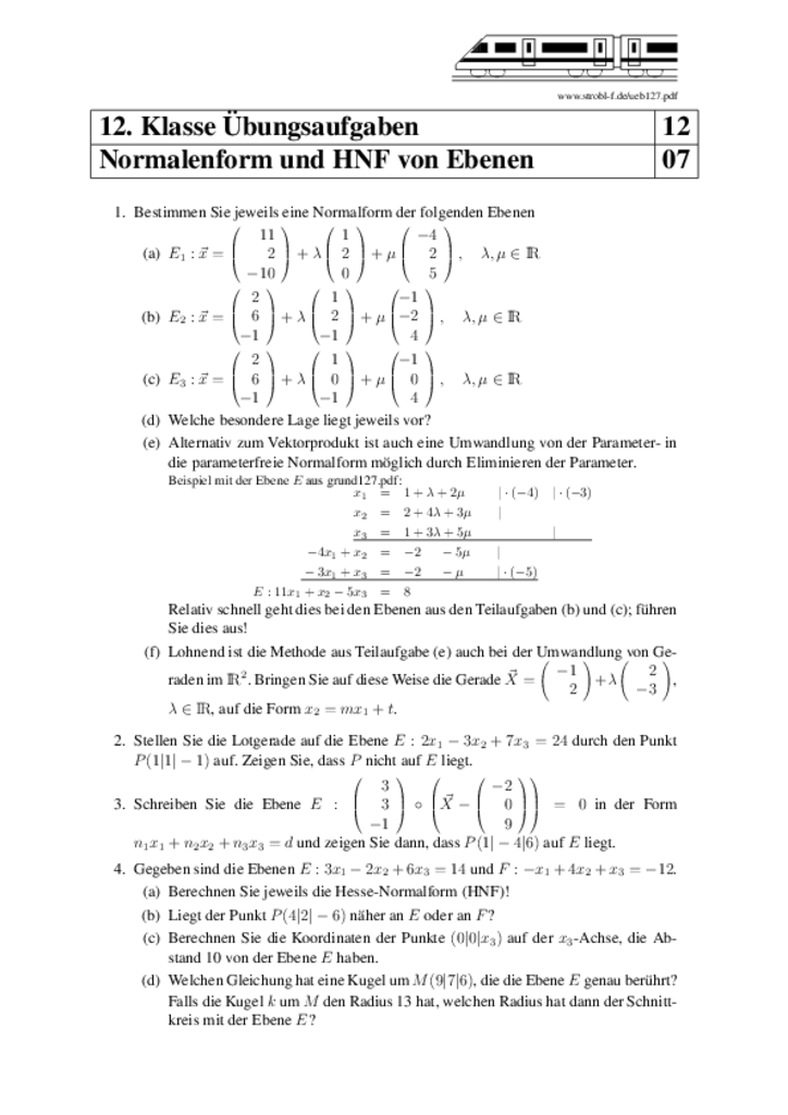 Mathe Abituraufgaben 11. 12. 13. Klasse mit Lösungen